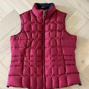1 Eddie Bauer Goose Down Puffer Vest Quilted Full Zip Red Maroon Burgundy MEDIUM